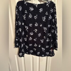 Croft & Barrow Navy Floral Lace Blouse